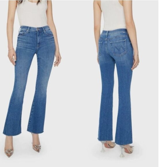 Mother Weekender Fray Jeans Women's 708086 Groovy Love Flare Raw Hem Size 28 - Picture 1 of 15